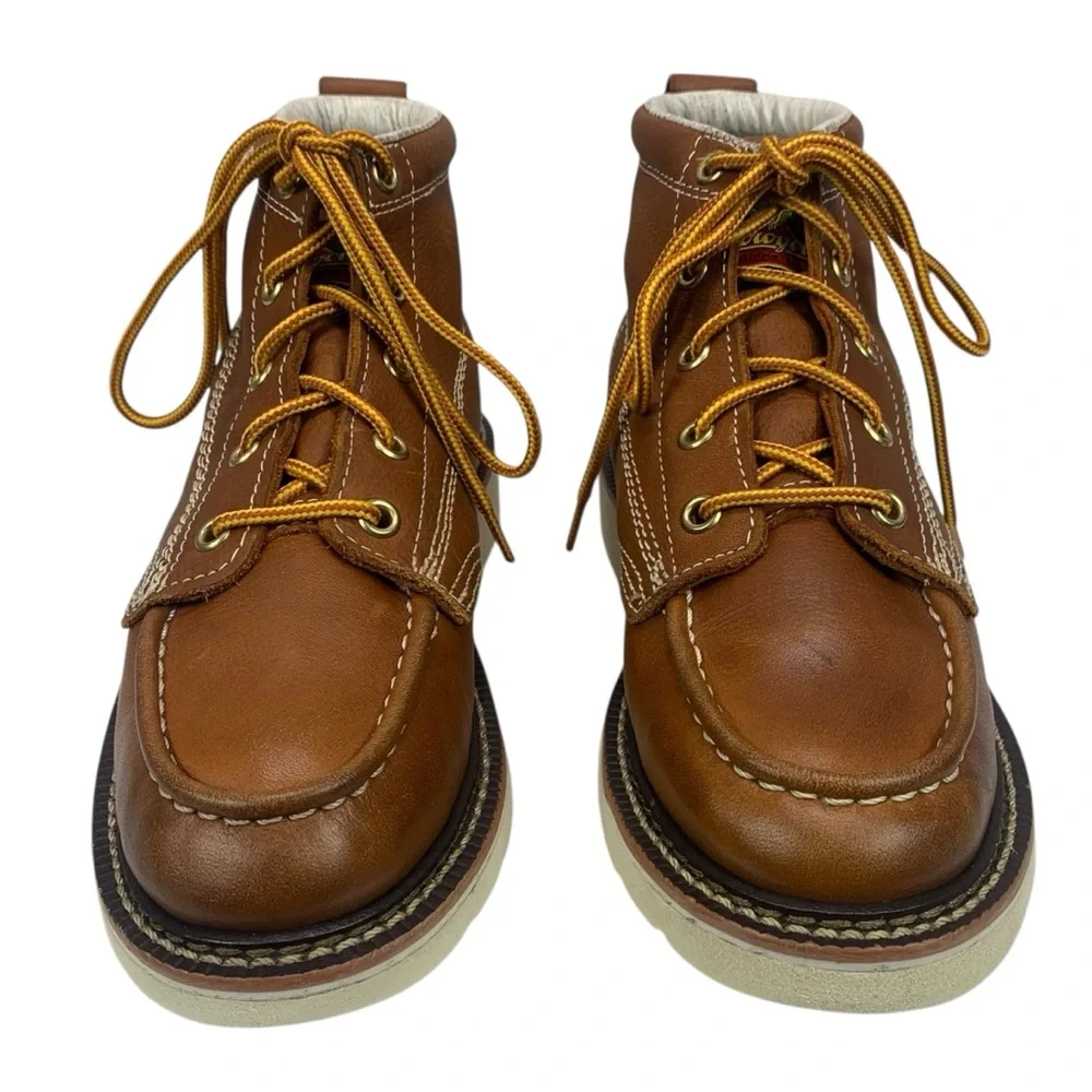 Thorogood Youth 4.5M‎ Moc Toe Leather Work Boots Brown Wedge Sole 2017